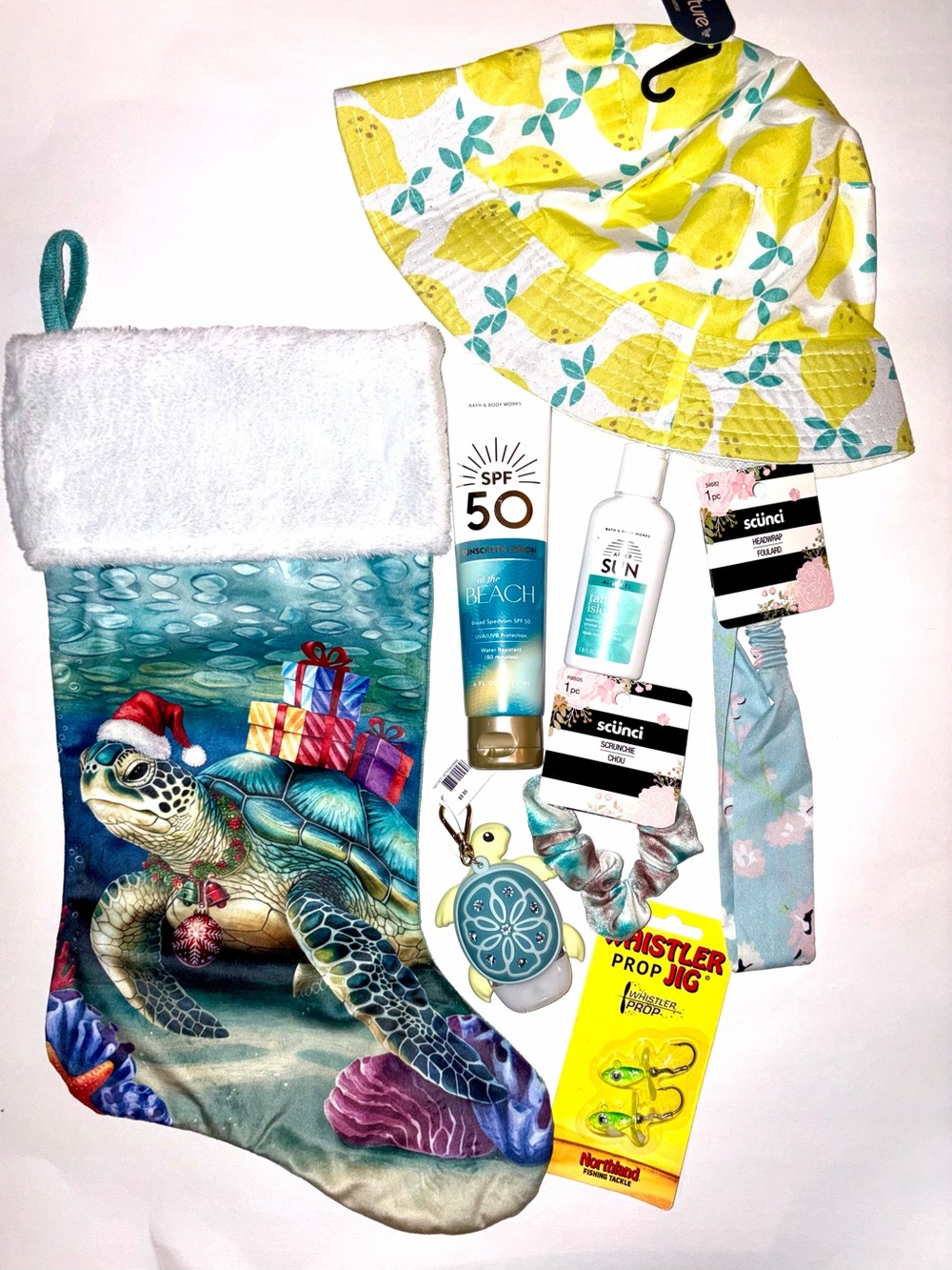 Christmas in July: Turtle Stocking, Bath & Body works sunscreen & aloe & more